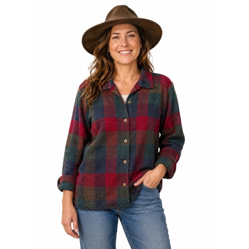 Allison Daley Plus 18 Plaid Button Down Shirt Jacket Rustic Lumberjack Cabin‎